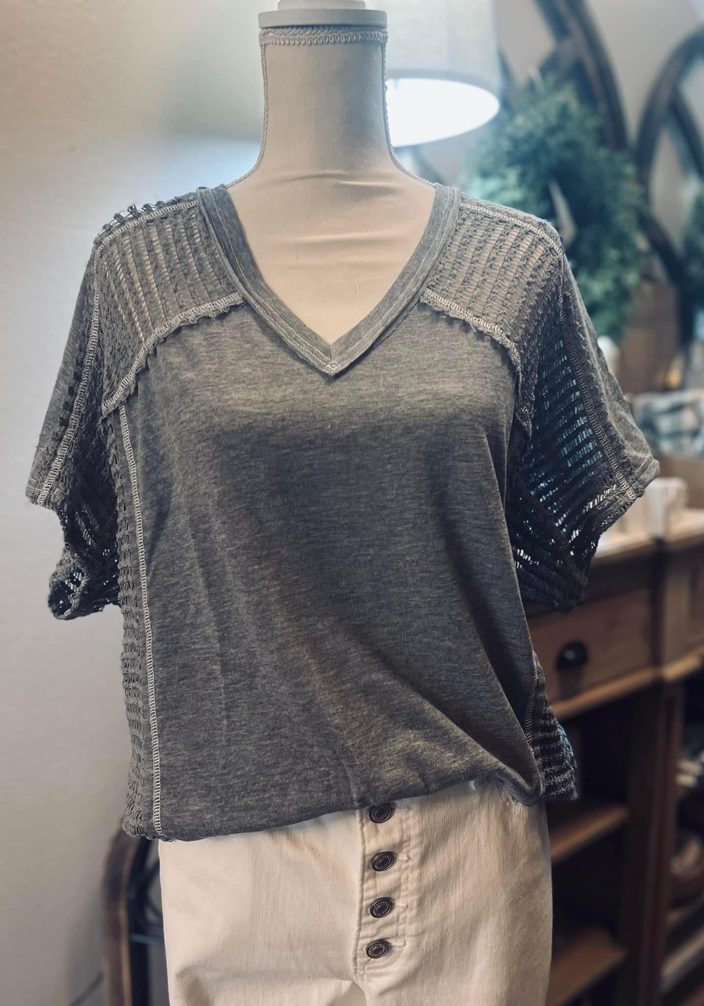 Grey Poncho Top