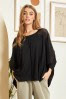 Black Knit Tunic w/ crochet sleeves